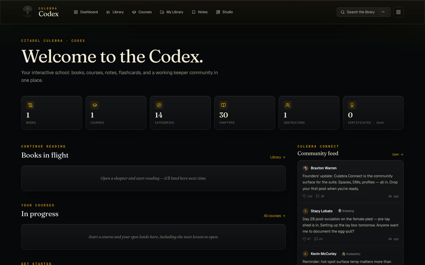 Culebra Codex — the academy & library.