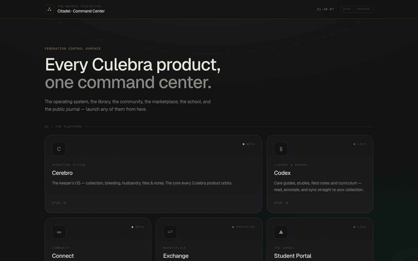 Citadel Command Center — every product, one place.