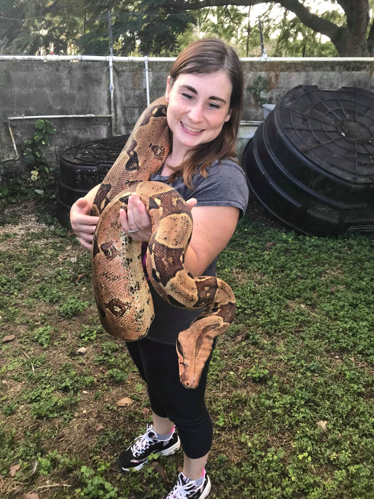 Stacy with a large snake